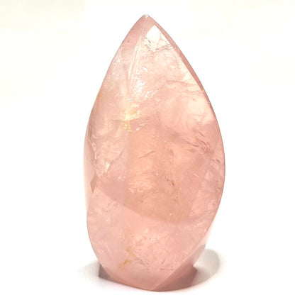 One of a Kind Rose Quartz with Hematoid and Rainbows Flame Stone Tower-4 1/2 x 1 1/2" (NC5350)