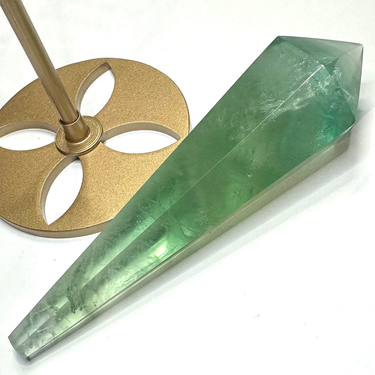One of a Kind Green Fluorite Point with Stand-10"