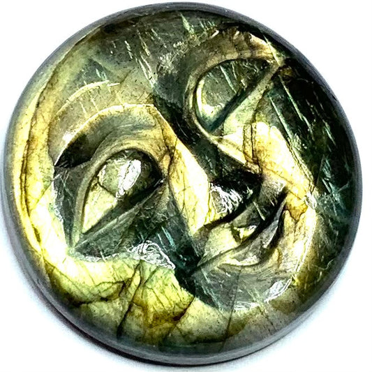Hand Carved Labradorite Man in the Moon Face Cabochons-25mm Avg (CAB3630)