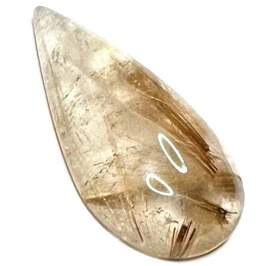 One of a Kind Rutile Quartz Teardrop Cabochon-30 x 16mm