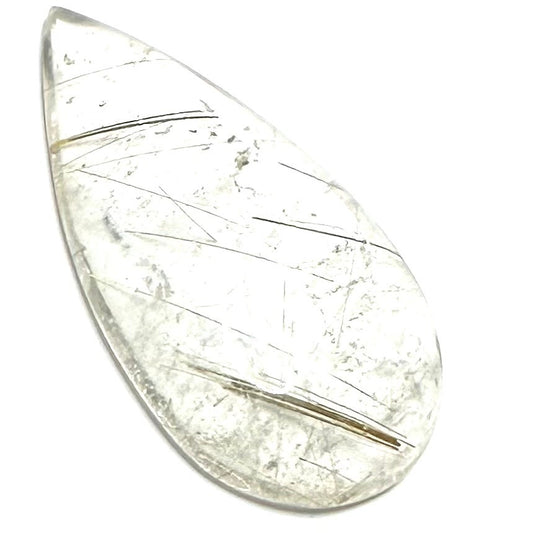 One of a Kind Rutile Quartz Teardrop Cabochon-38 x 20mm-CAB6393