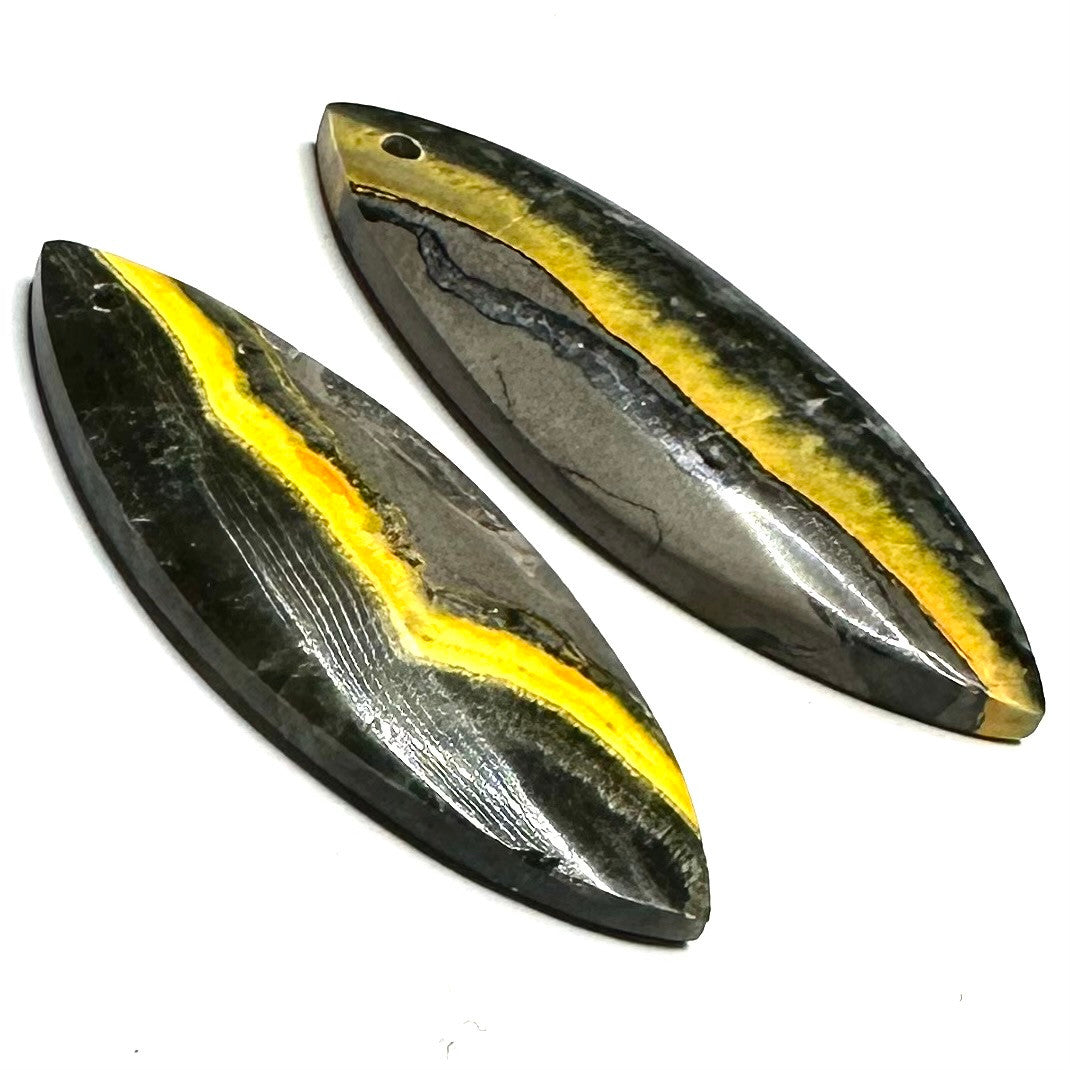 One of a Kind Bumble Bee Jasper Earring/Pendant Pair-32 x 12mm-SP6442