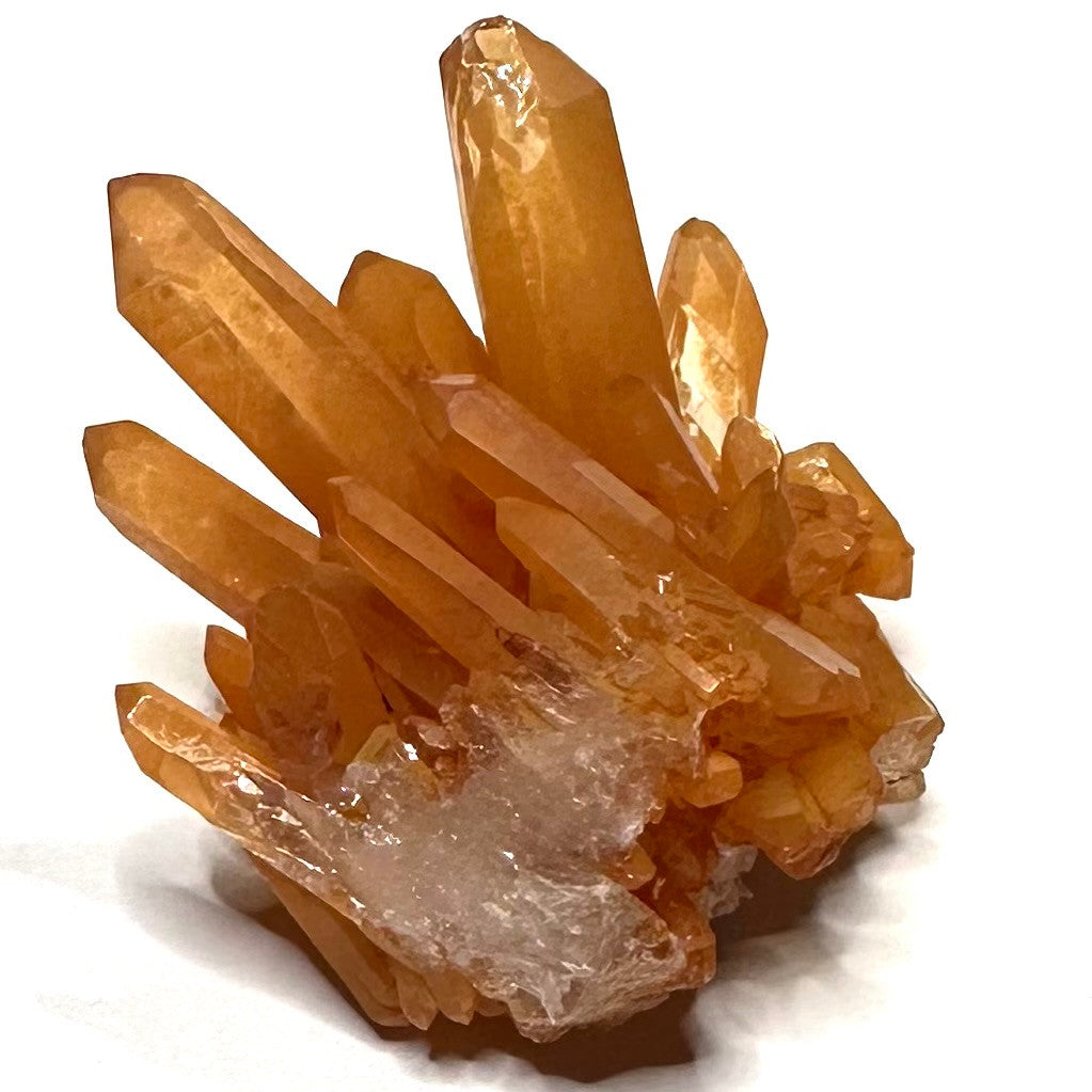 One of a Kind Tangerine Quartz Crystal with Rainbow Inclusions Cluster-1 1/2 x 1 1/4"