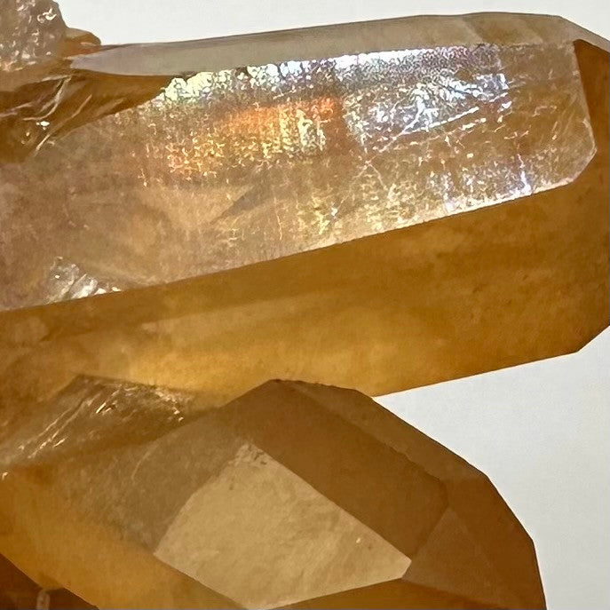 One of a Kind Tangerine Quartz Crystal with Rainbow Inclusions Cluster-2 1/4 x 1 1/4"