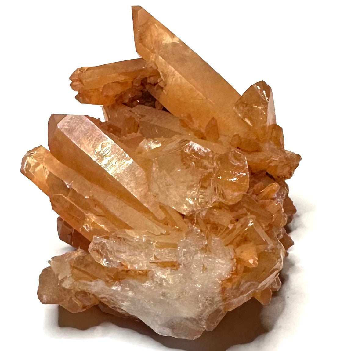 One of a Kind Tangerine Quartz Crystal with Rainbow Inclusions Cluster-2 x 1 1/2"