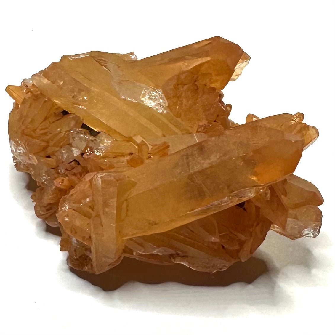 One of a Kind Tangerine Quartz Crystal with Rainbow Inclusions Cluster-2 x 1 1/2"