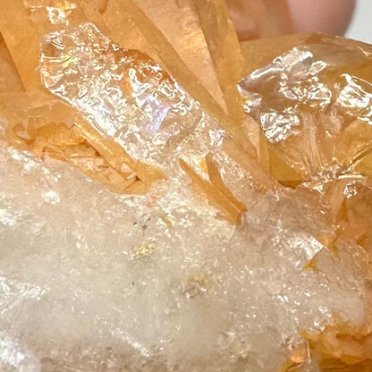 One of a Kind Tangerine Quartz Crystal with Rainbow Inclusions Cluster-2 x 1 1/2"