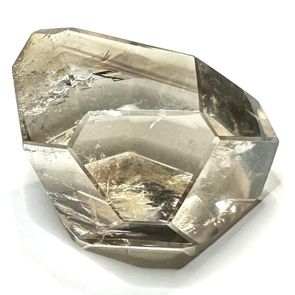 One of a Kind Smokey Quartz with Rainbow Inclusions Faceted Freeform Stone-2 x 1 1/2"