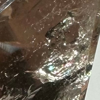 One of a Kind Smokey Quartz with Rainbow Inclusions Faceted Freeform Stone-2 x 1 1/2"