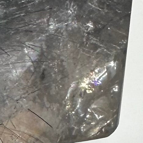 RARE-One of a Kind Blue Tara Quartz with Rainbow Inclusions Freeform Stone-1 3/4 x 1 3/4"