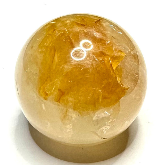 One of a Kind Golden Healer with Rainbow Inclusions Stone Sphere-1 1/2" (NC5446)