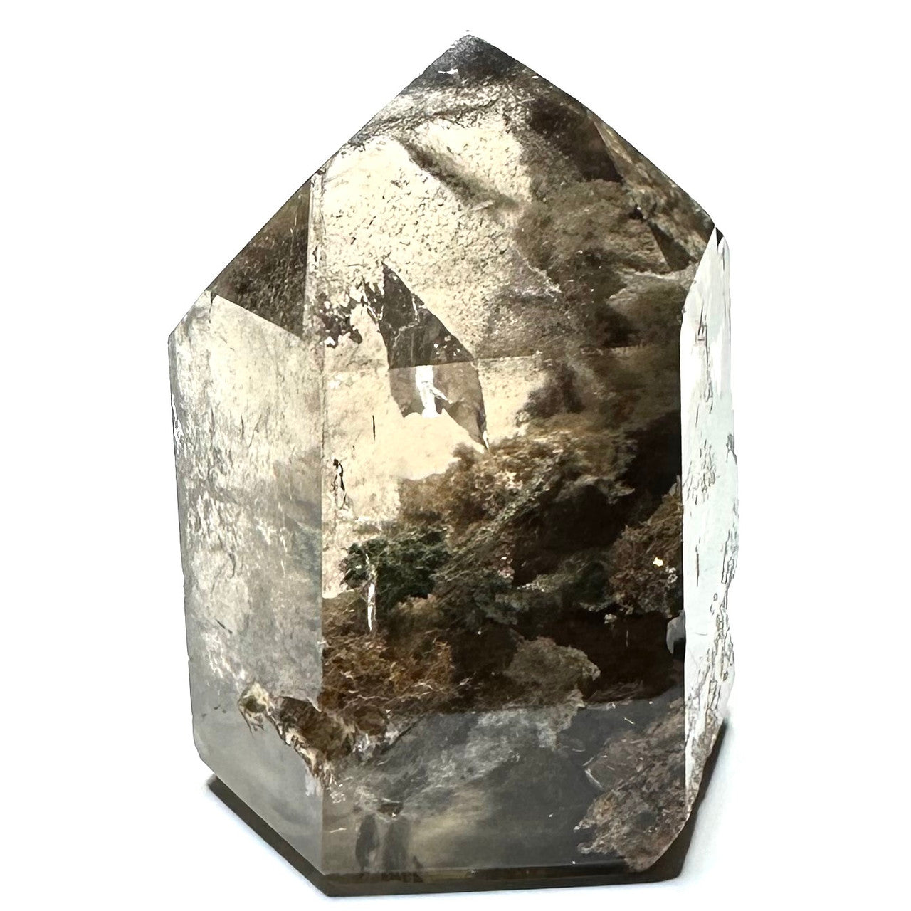 One of a Kind Smokey Garden Quartz with Rainbow Inclusions Mini Stone Tower-1 3/4 x 1 1/2"