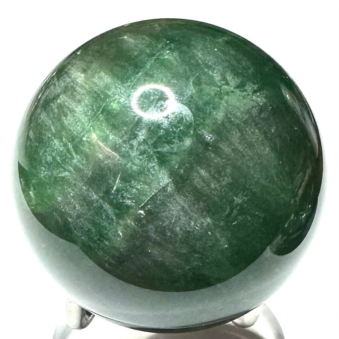 One of a Kind Green Fluorite with Rainbow Inclusions Stone Sphere-2" (NC5494)