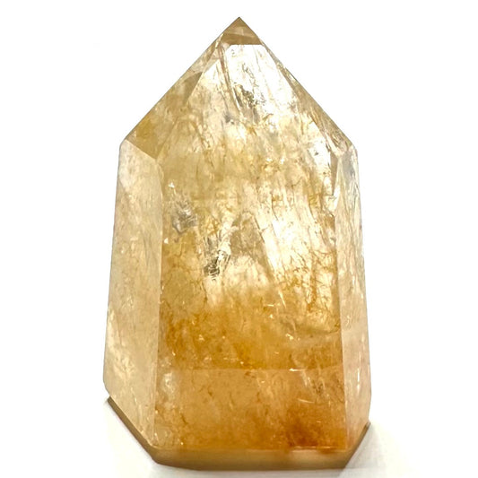 One of a Kind Golden Rutile Quartz Crystal with Rainbow Inclusions Stone Tower-2 x 1 1/2"