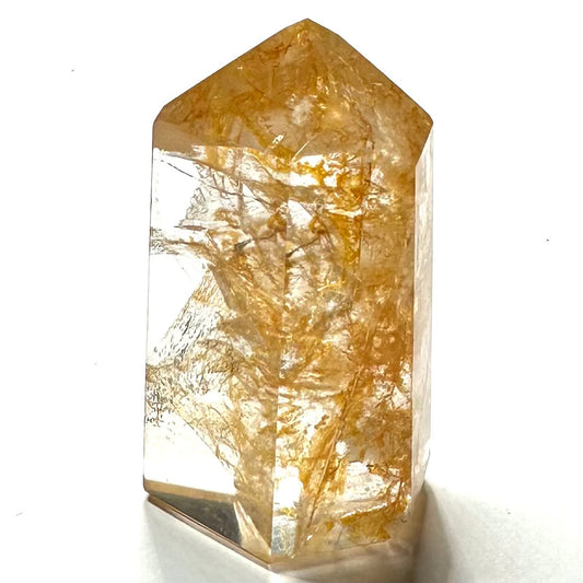One of a Kind Golden Healer with Rainbow Inclusions Stone Tower-2 3/4 x 1 1/2"