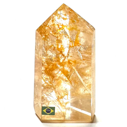 One of a Kind Golden Healer with Rainbow Inclusions Stone Tower-2 3/4 x 1 1/2"
