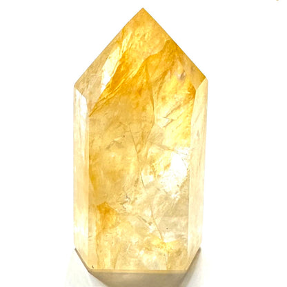 One of a Kind Golden Healer Quartz with Rainbow Inclusions Stone Tower-2 3/4 x 1 1/2"-NC6670