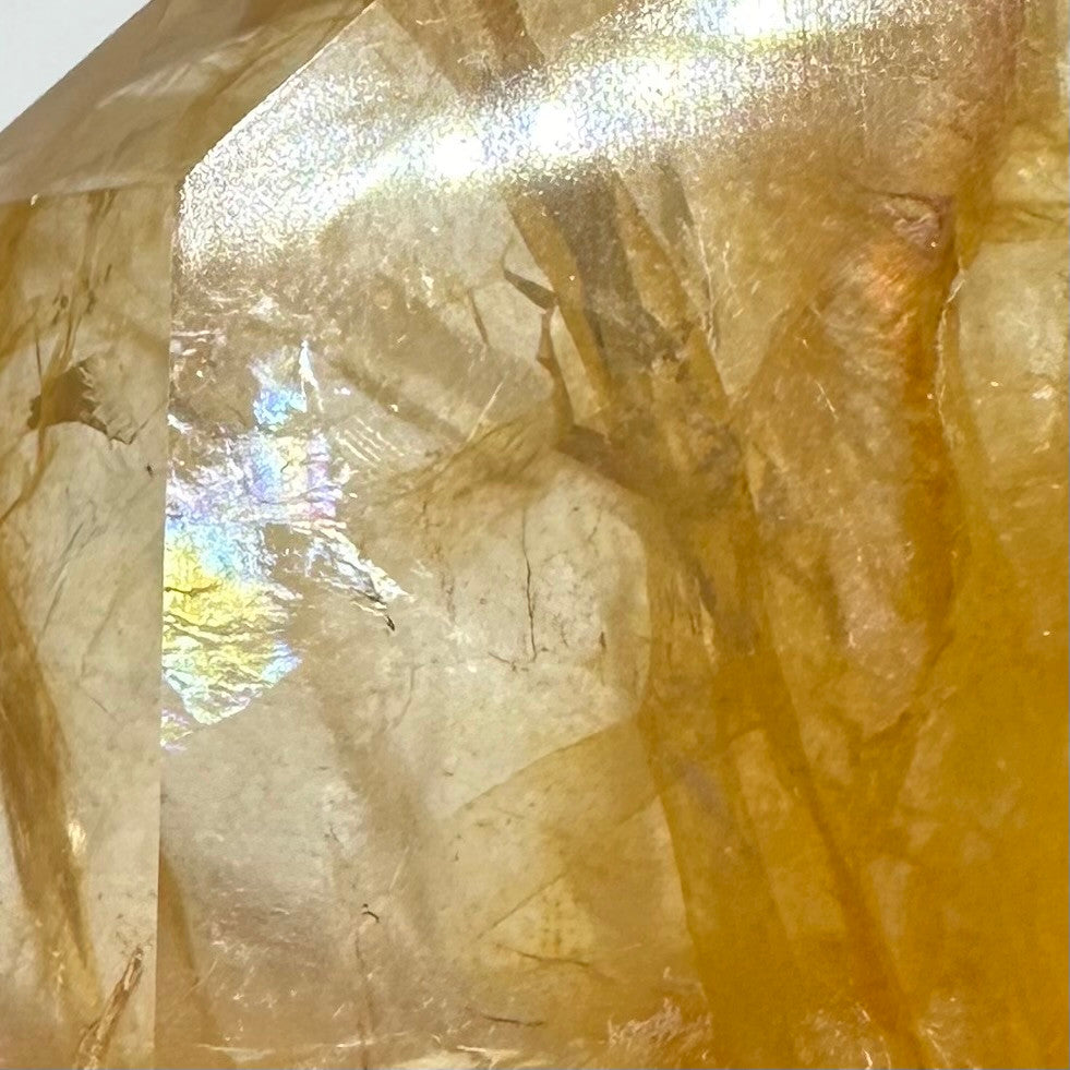 One of a Kind Golden Healer Quartz with Rainbow Inclusions Stone Tower-2 x 1 3/4"