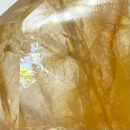 One of a Kind Golden Healer Quartz with Rainbow Inclusions Stone Tower-2 x 1 3/4"