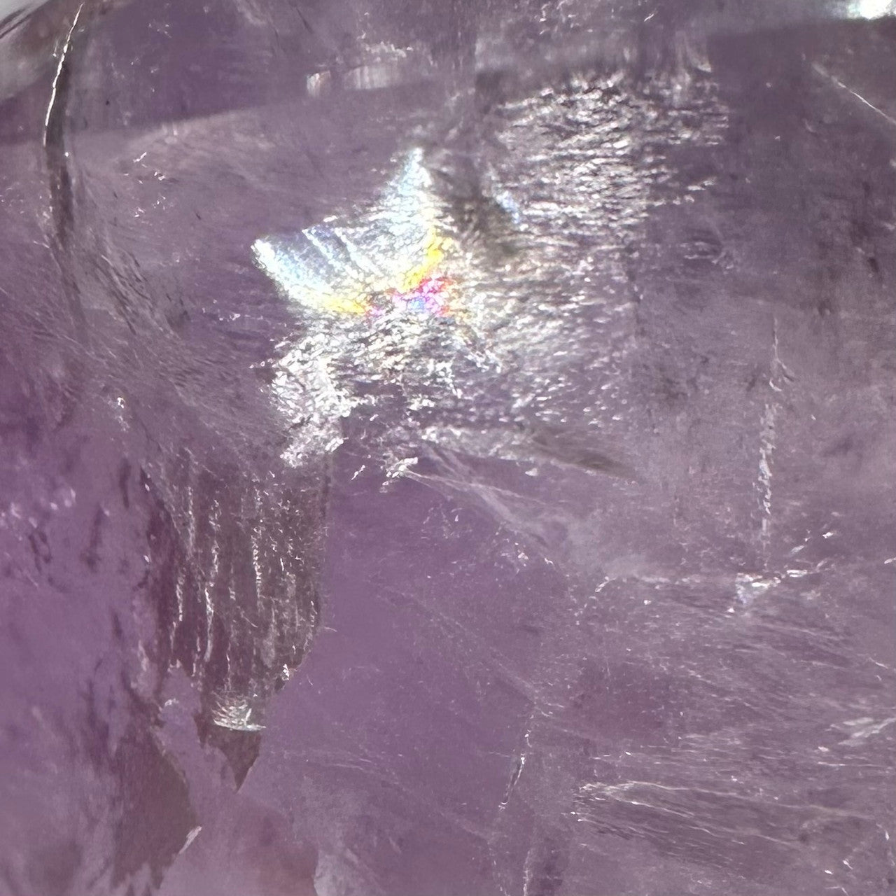One of a Kind Amethyst with Rainbow Inclusions Flame Tower-2 1/4 x 1 1/2"