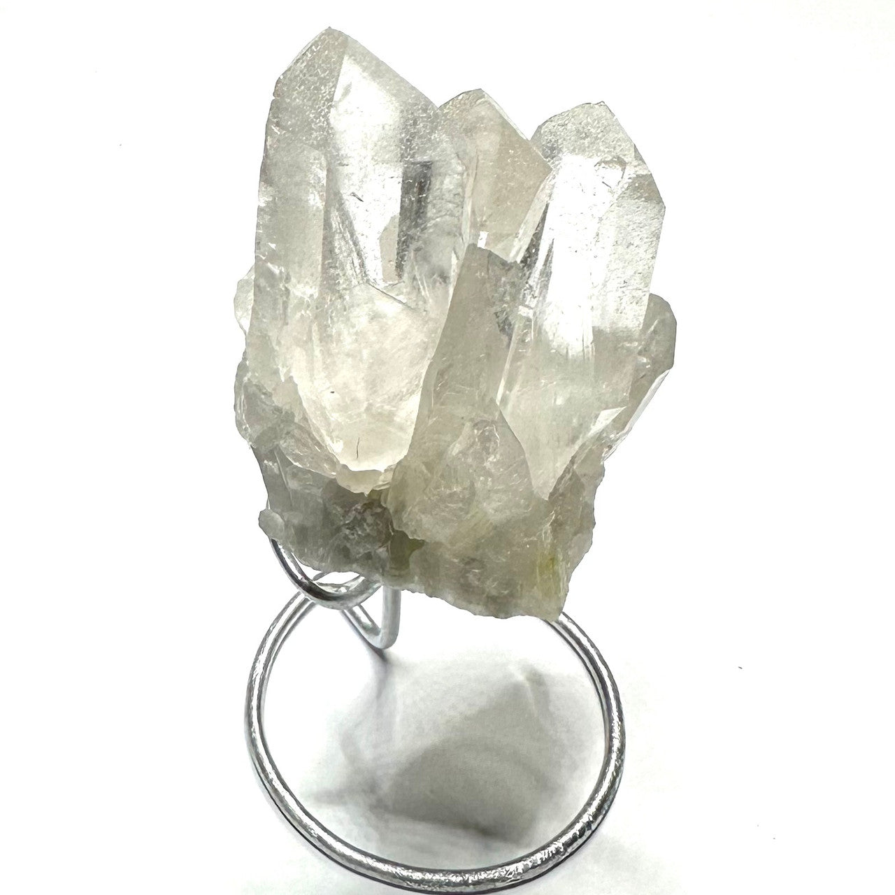 One of a Kind Quartz Crystal Cluster with Rainbow Inclusions with Stand-4 3/4"