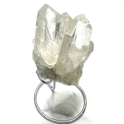 One of a Kind Quartz Crystal Cluster with Rainbow Inclusions with Stand-4 3/4"