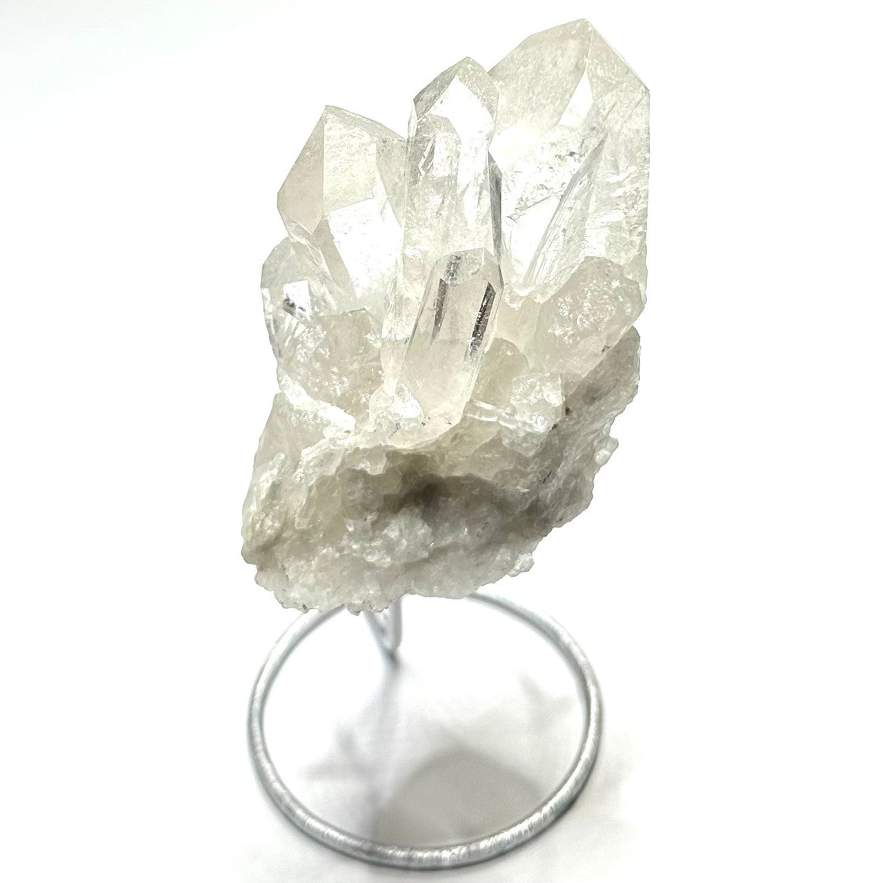 One of a Kind Quartz Crystal Cluster with Rainbow Inclusions with Stand-4 3/4"