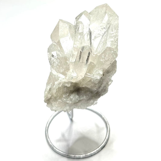 One of a Kind Quartz Crystal Cluster with Rainbow Inclusions with Stand-4 3/4"