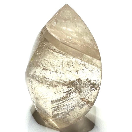 One of a Kind Phantom Smokey Quartz Crystal with Rainbow Inclusions Flame  Tower-3 3/4 x 2 1/4"