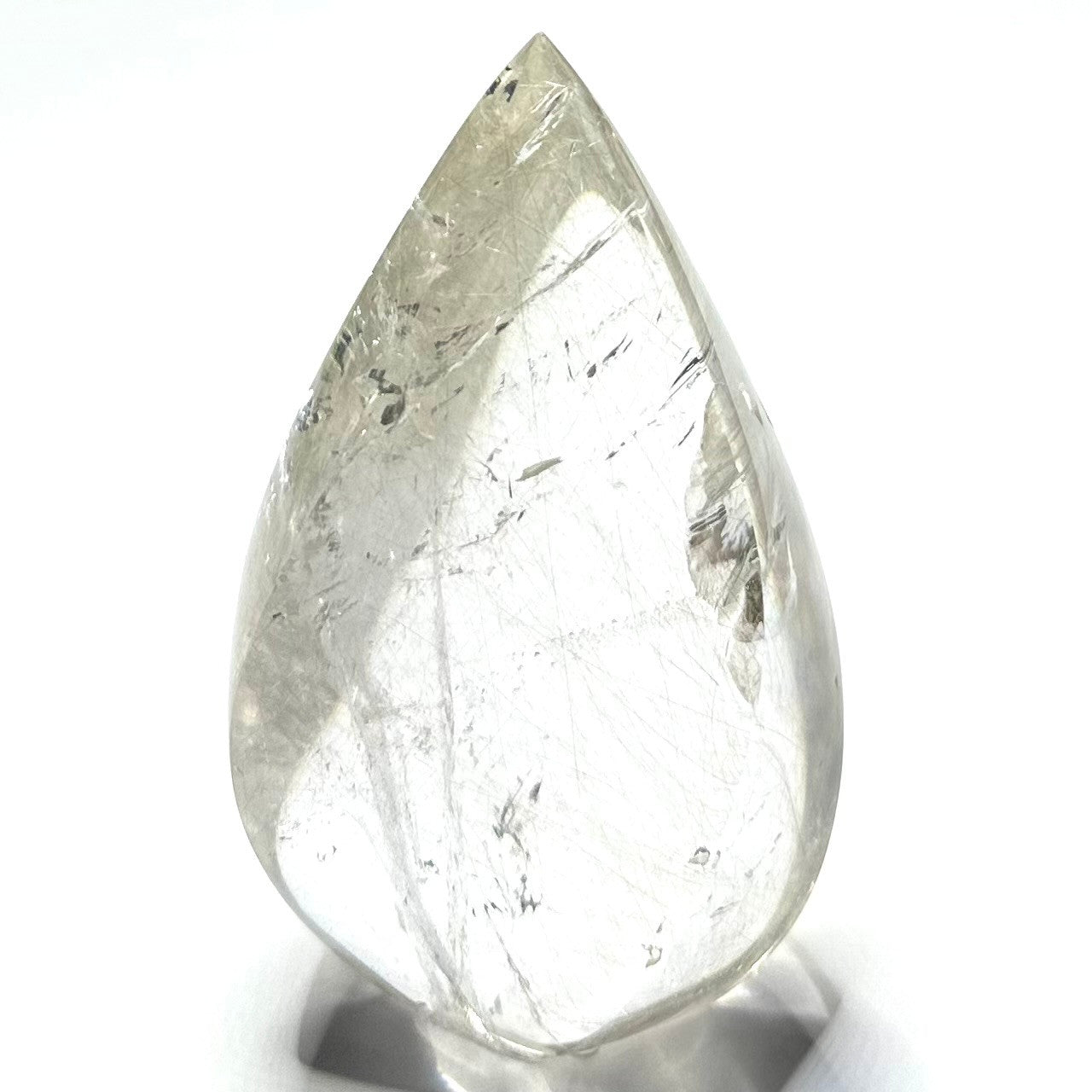 One of a Kind Silver Rutile Quartz Crystal with Rainbow Inclusions Flame Tower-4 1/4 x 2 1/4"