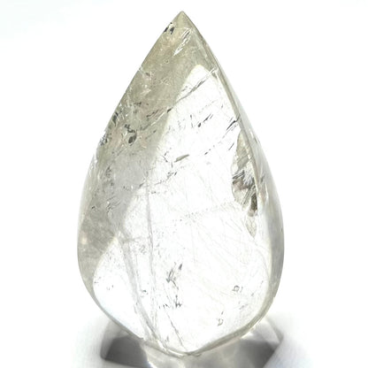 One of a Kind Silver Rutile Quartz Crystal with Rainbow Inclusions Flame Tower-4 1/4 x 2 1/4"