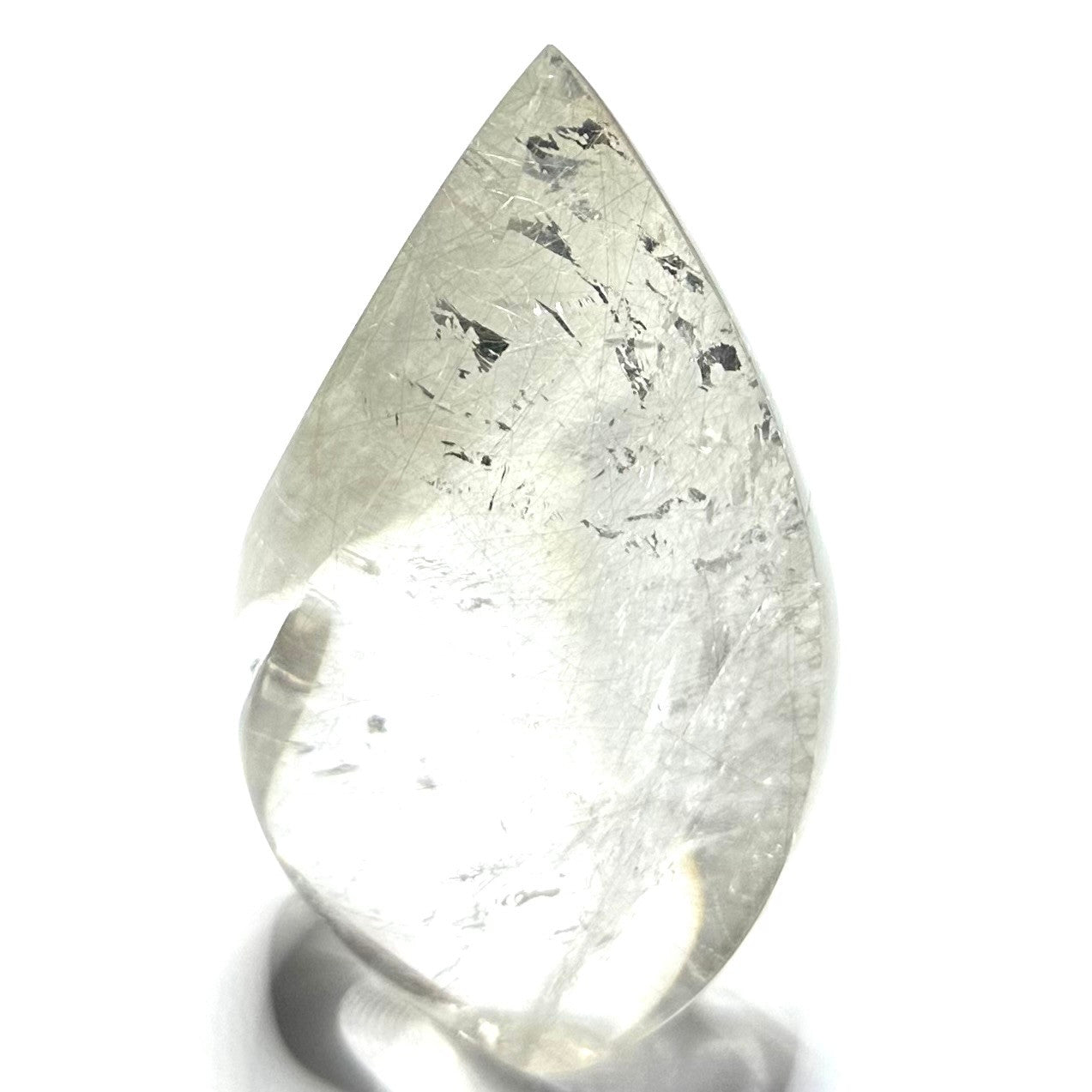 One of a Kind Silver Rutile Quartz Crystal with Rainbow Inclusions Flame Tower-4 1/4 x 2 1/4"