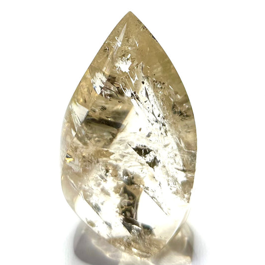 One of a Kind Champagne Smokey Quartz Crystal with Rainbow Inclusions Flame  Tower-3 3/4 x 2"