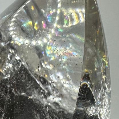 One of a Kind Quartz Crystal with "God's Fingerprint" Rainbow Inclusions Flame Tower-3 3/4 x 2 1/2"