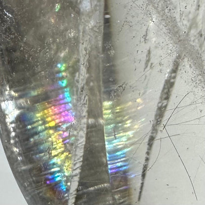 One of a Kind Quartz Crystal with "God's Fingerprint" and Rainbow Inclusions Flame Tower-2 1/2 x 1 1/4"