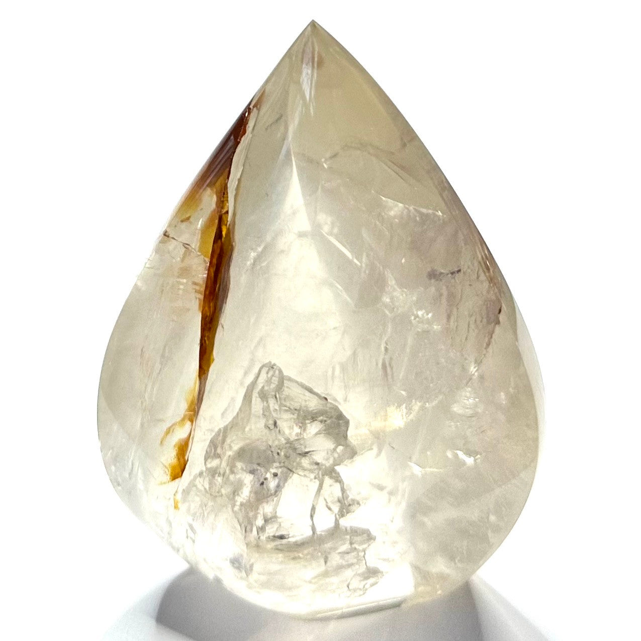One of a Kind Golden Healer Quartz with Rainbow Inclusions Flame Tower-3 1/2 x 2 1/2"