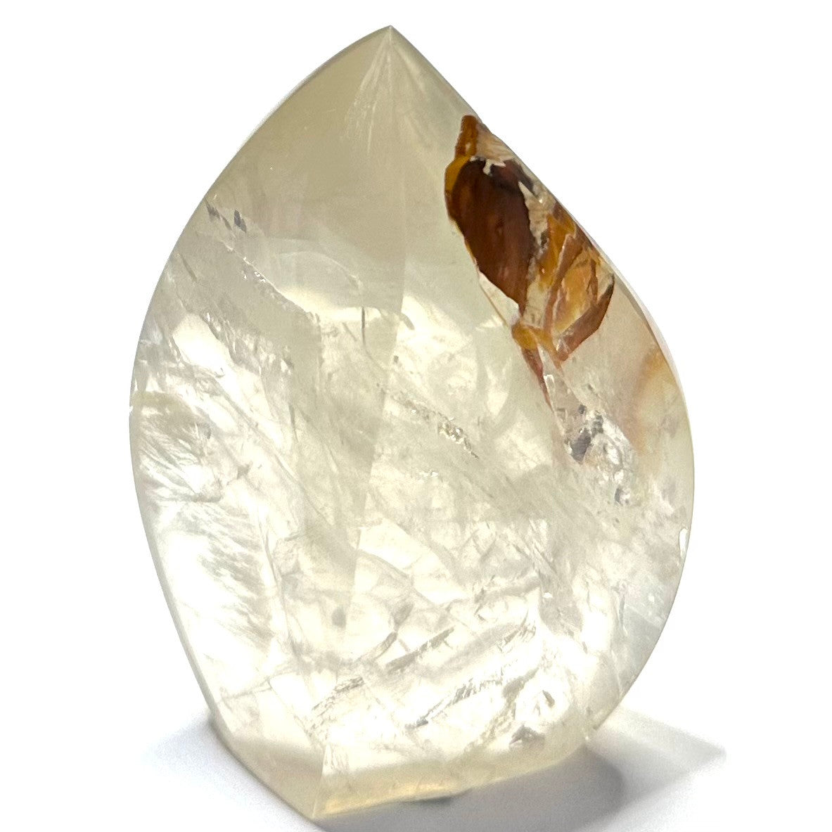 One of a Kind Golden Healer Quartz with Rainbow Inclusions Flame Tower-3 1/2 x 2 1/2"