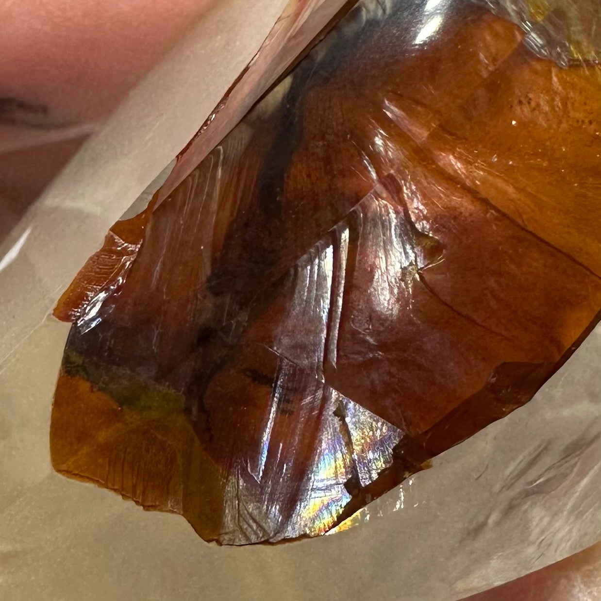 One of a Kind Golden Healer Quartz with Rainbow Inclusions Flame Tower-3 1/2 x 2 1/2"