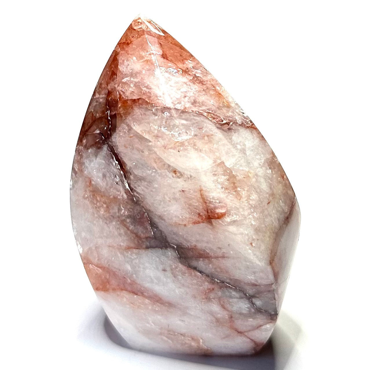 One of a Kind Fire Quartz with Rainbow Inclusions Flame Tower-3 1/2 x 2 1/4"