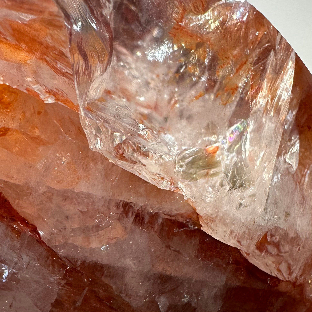 One of a Kind Fire Quartz with Rainbow Inclusions Flame Tower-3 1/2 x 2 1/4"