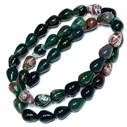 Highly Polished Bloodstone Teardrop Beads-9 x 7mm (SP4032)
