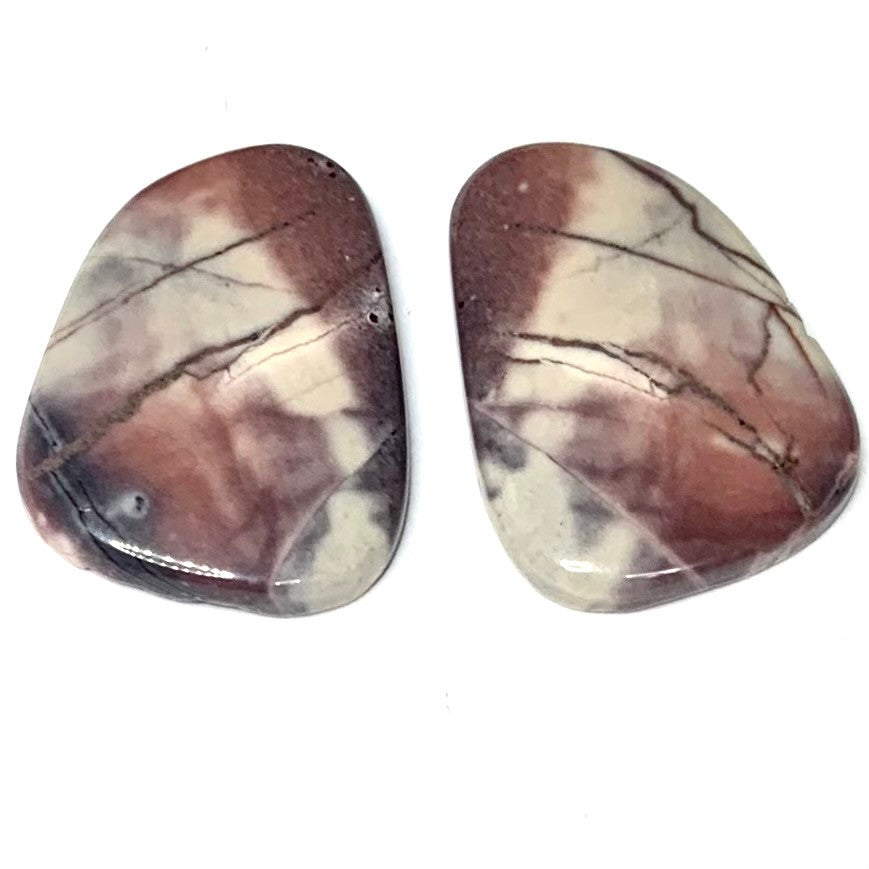 One of a Kind Porcelain Jasper Freeform Cabochon Pair-28 x 16mm-AAA Grade (CAB4088)
