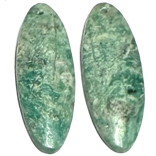 One of a Kind Green Moss Agate Earring/Pendant Pair-31 x 1mm