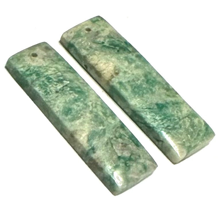 One of a Kind Green Moss Agate Earring/Pendant Pair-30 x 10mm-SP6881