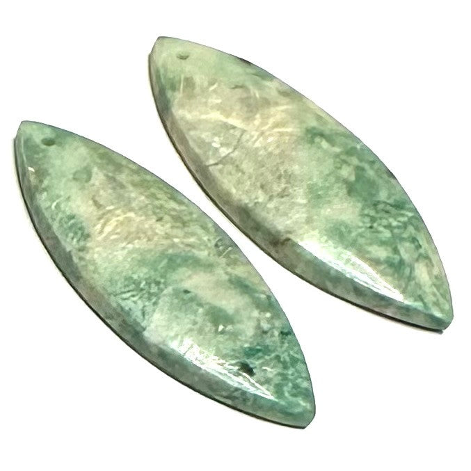 One of a Kind Green Moss Agate Earring/Pendant Pair-33 x 12mm-SP6882