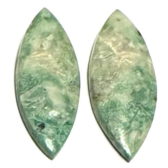 One of a Kind Green Moss Agate Earring/Pendant Pair-33 x 12mm-SP6882