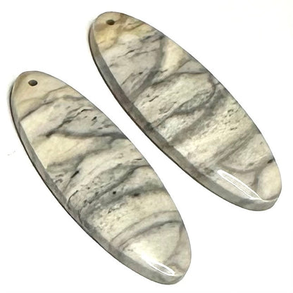 One of a Kind Zebra Jasper Earring/Pendant Pair-34 x 12mm-SP6930