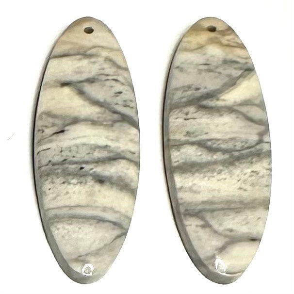 One of a Kind Zebra Jasper Earring/Pendant Pair-34 x 12mm-SP6930