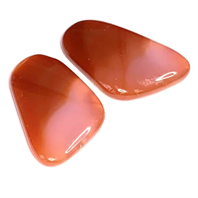 One of a Kind Carnelian Freeform Cabochon Pair-27 x 19mm-AAA Grade (CAB4132)