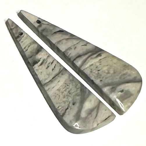 One of a Kind Zebra Jasper Earring/Pendant Pair-36 x 12mm